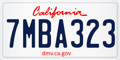 CA license plate 7MBA323