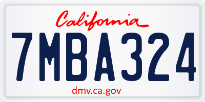 CA license plate 7MBA324
