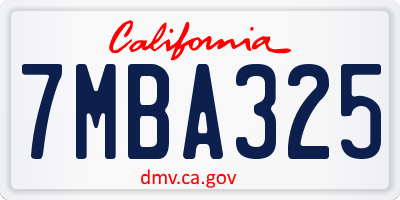 CA license plate 7MBA325