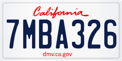 CA license plate 7MBA326