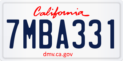 CA license plate 7MBA331