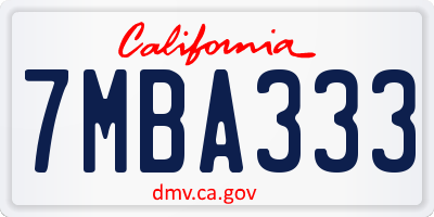 CA license plate 7MBA333