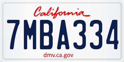 CA license plate 7MBA334