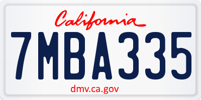 CA license plate 7MBA335