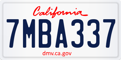 CA license plate 7MBA337