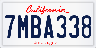 CA license plate 7MBA338