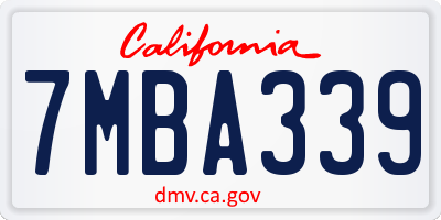 CA license plate 7MBA339