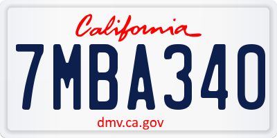 CA license plate 7MBA340