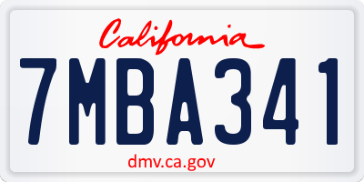 CA license plate 7MBA341