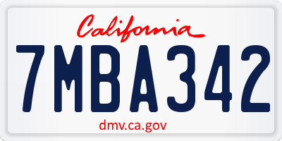 CA license plate 7MBA342