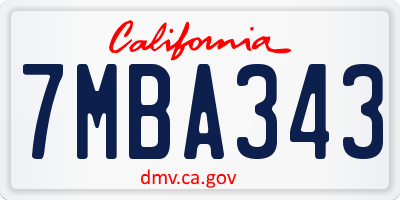 CA license plate 7MBA343