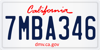 CA license plate 7MBA346