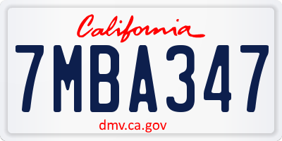 CA license plate 7MBA347