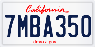 CA license plate 7MBA350