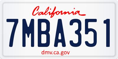 CA license plate 7MBA351