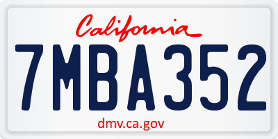 CA license plate 7MBA352