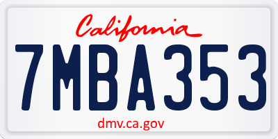 CA license plate 7MBA353