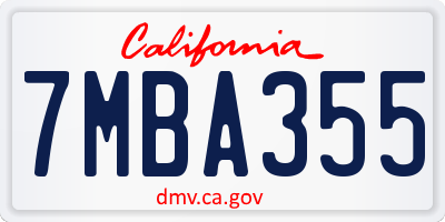 CA license plate 7MBA355