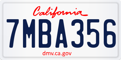CA license plate 7MBA356