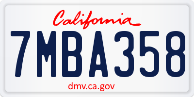 CA license plate 7MBA358