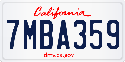 CA license plate 7MBA359