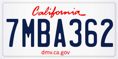 CA license plate 7MBA362