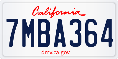 CA license plate 7MBA364