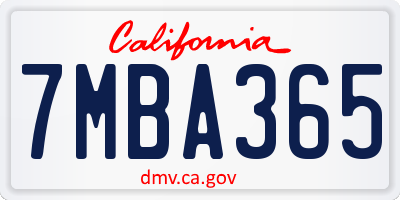 CA license plate 7MBA365