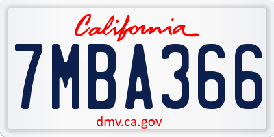 CA license plate 7MBA366