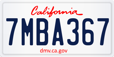 CA license plate 7MBA367