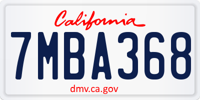 CA license plate 7MBA368