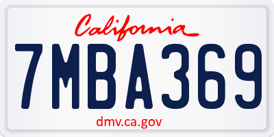 CA license plate 7MBA369