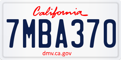 CA license plate 7MBA370