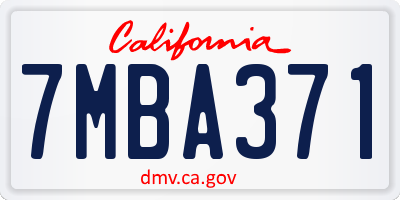 CA license plate 7MBA371
