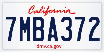 CA license plate 7MBA372