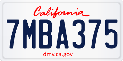 CA license plate 7MBA375
