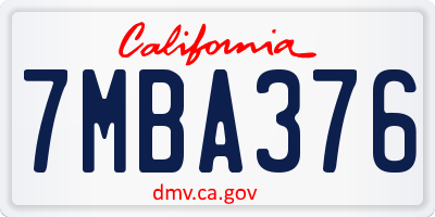 CA license plate 7MBA376