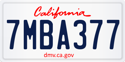 CA license plate 7MBA377