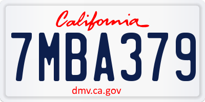 CA license plate 7MBA379