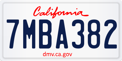 CA license plate 7MBA382