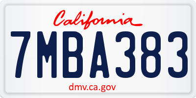 CA license plate 7MBA383
