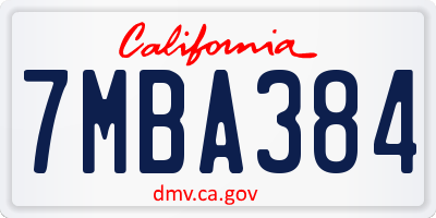 CA license plate 7MBA384