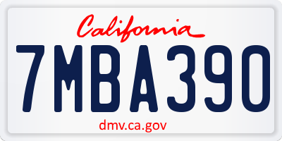 CA license plate 7MBA390