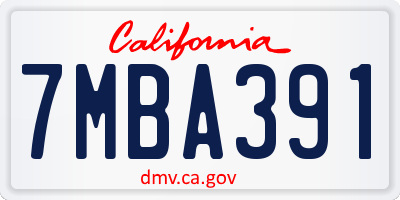 CA license plate 7MBA391
