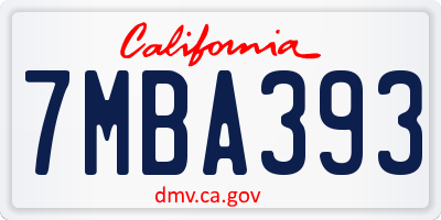 CA license plate 7MBA393