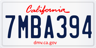 CA license plate 7MBA394