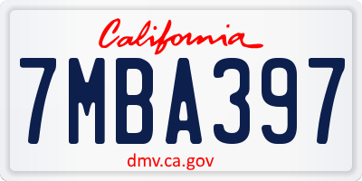 CA license plate 7MBA397