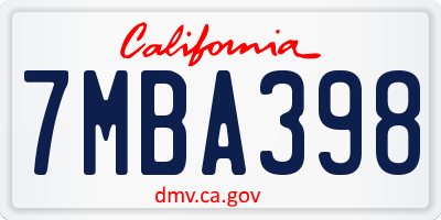 CA license plate 7MBA398