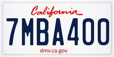 CA license plate 7MBA400