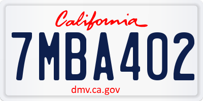 CA license plate 7MBA402